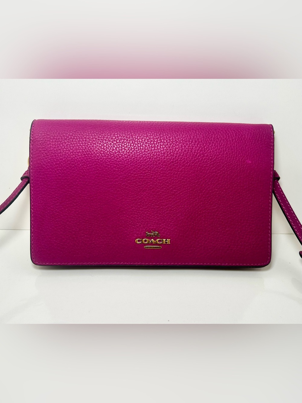 Coach Anna Fold Over Adjustable/Removable Crossbody Leather Purse/Wallet